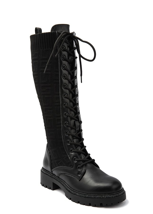 Cassie Lace Up Cleated Flat Studded Chunky Boots Thumbnail Cassie Lace Up Cleated Flat Studded Chunky Boots Thumbnail