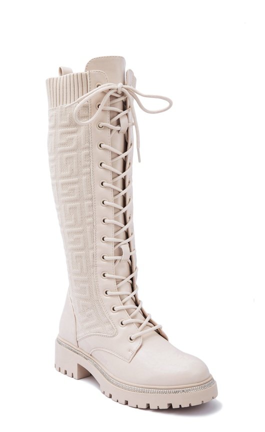 Cassie Lace Up Cleated Flat Studded Chunky Boots