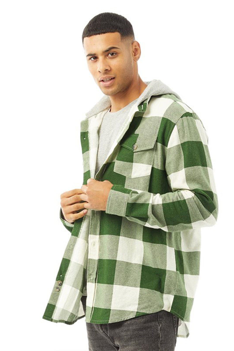 Albie Ingaro Brushed Check Shirt With Jersey Hood Thumbnail Albie Ingaro Brushed Check Shirt With Jersey Hood Thumbnail