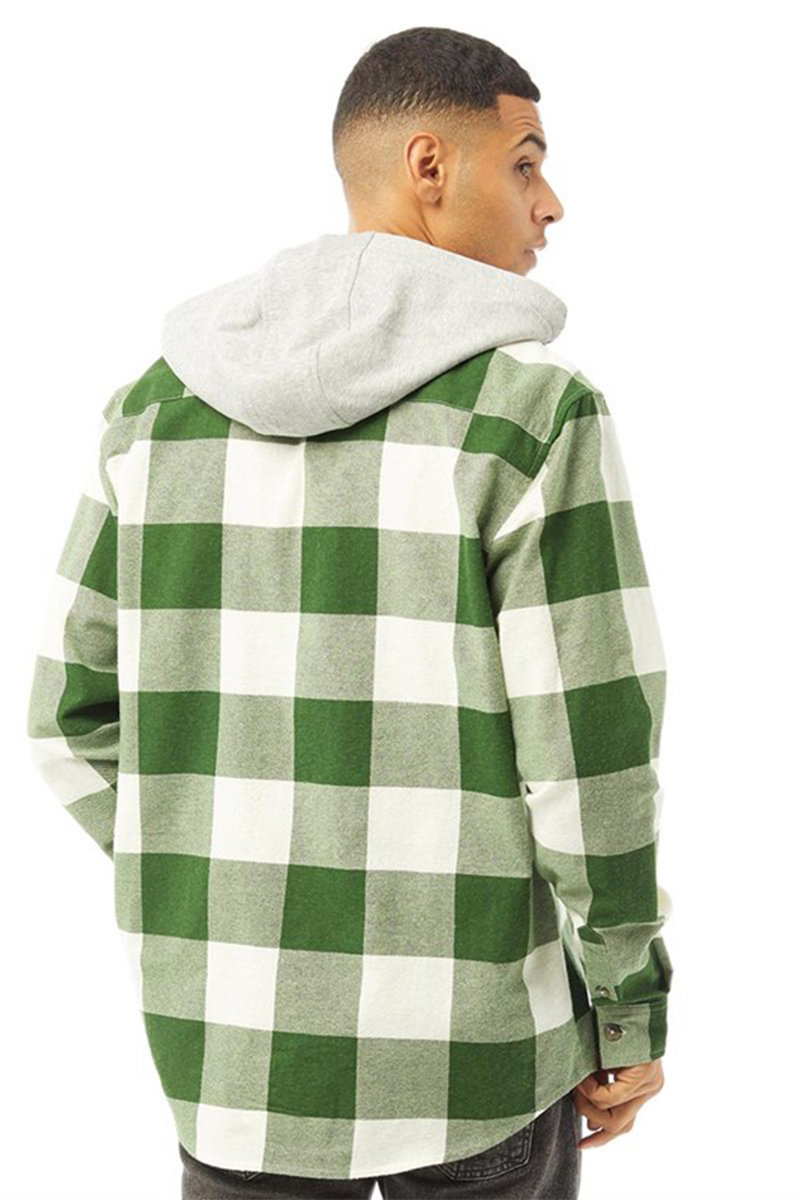 Albie Ingaro Brushed Check Shirt With Jersey Hood Thumbnail Albie Ingaro Brushed Check Shirt With Jersey Hood Thumbnail