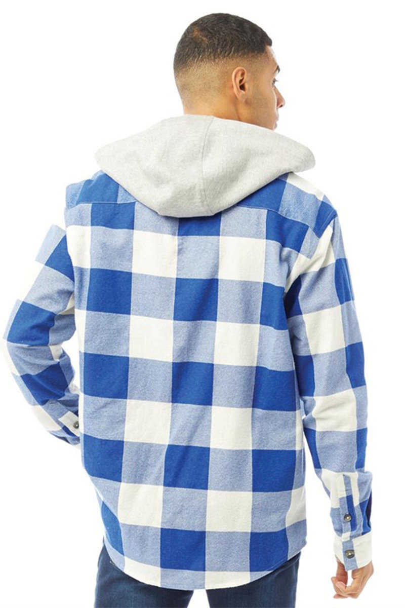 Albie Ingaro Brushed Check Shirt With Jersey Hood Thumbnail Albie Ingaro Brushed Check Shirt With Jersey Hood Thumbnail