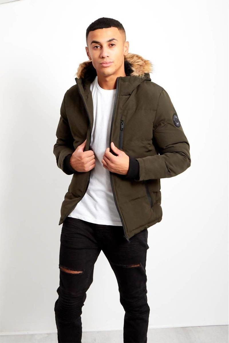 Ruben Contrast Faux Fur Hood Trim Padded Jacket Ruben Contrast Faux Fur Hood Trim Padded Jacket