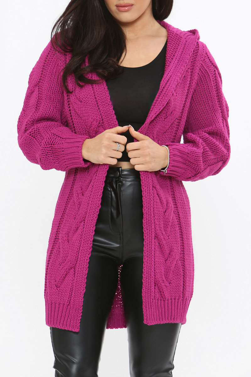 Lexi Cable Knit Long Line Hooded Cardigan Lexi Cable Knit Long Line Hooded Cardigan