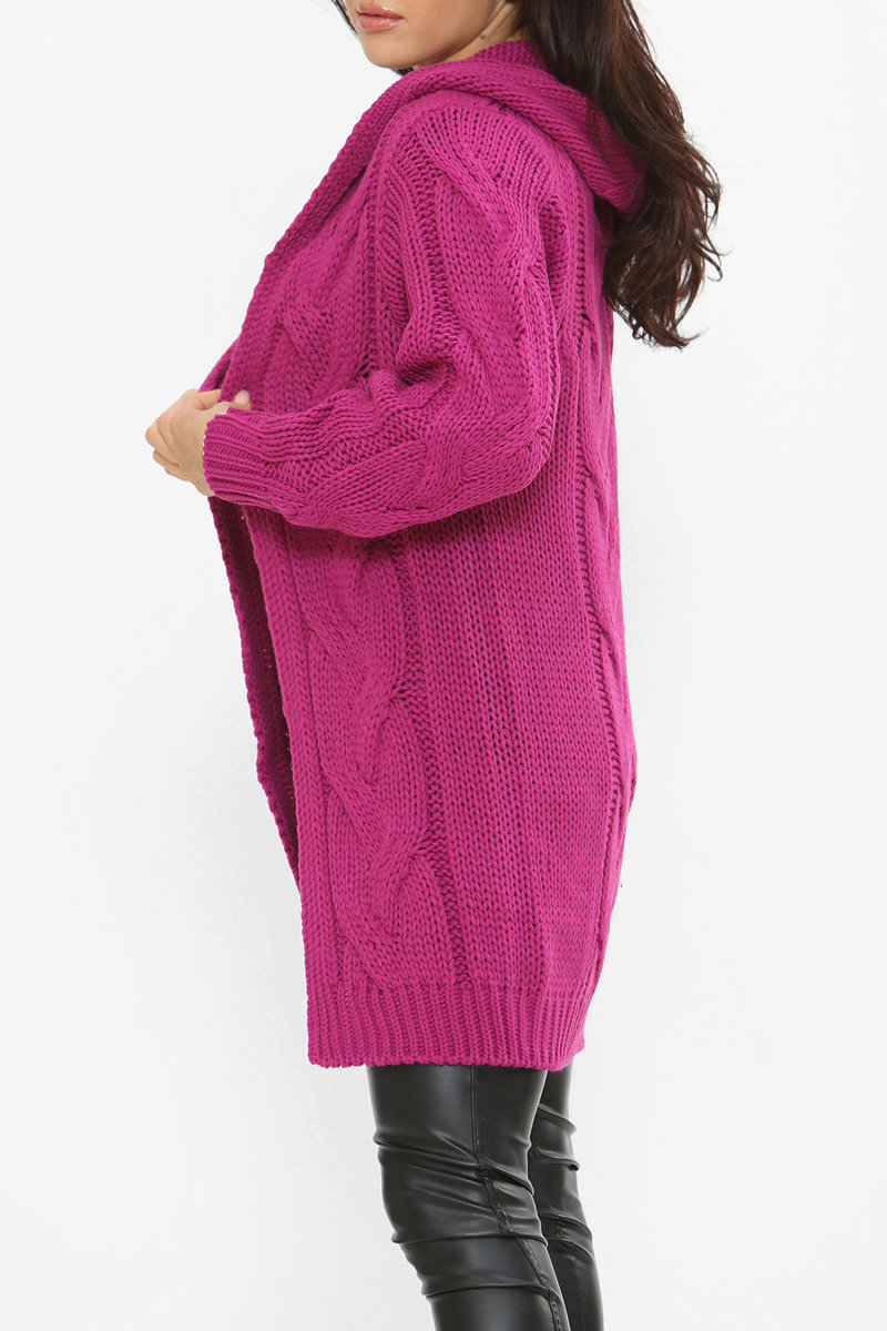 Lexi Cable Knit Long Line Hooded Cardigan Thumbnail Lexi Cable Knit Long Line Hooded Cardigan Thumbnail