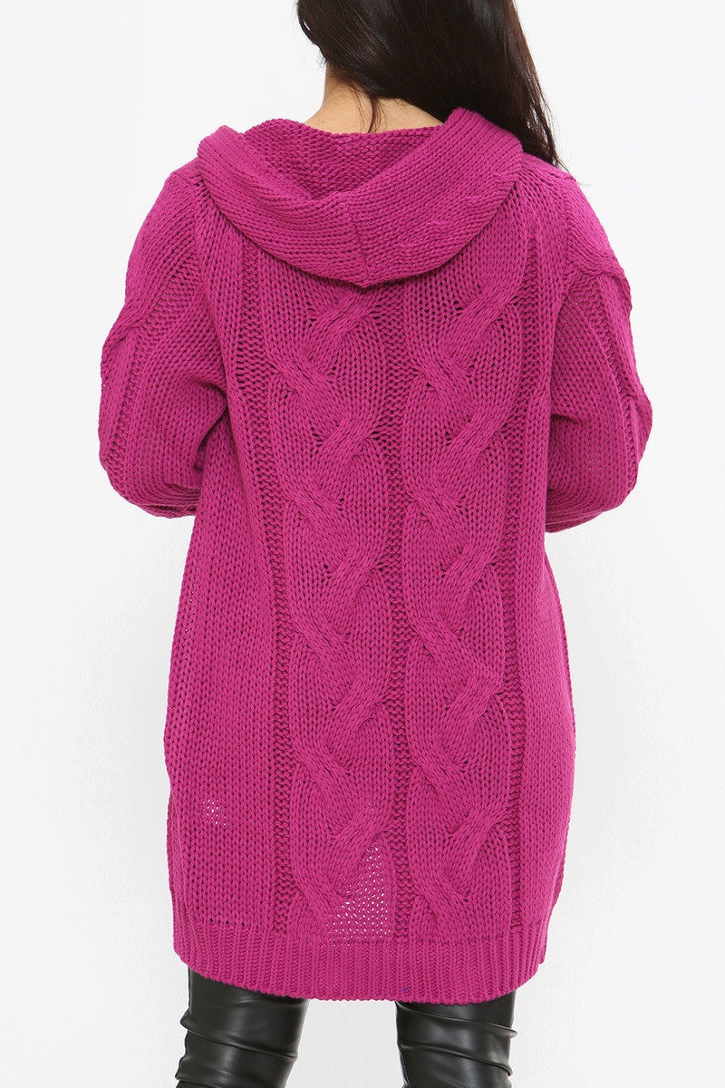 Lexi Cable Knit Long Line Hooded Cardigan Thumbnail Lexi Cable Knit Long Line Hooded Cardigan Thumbnail