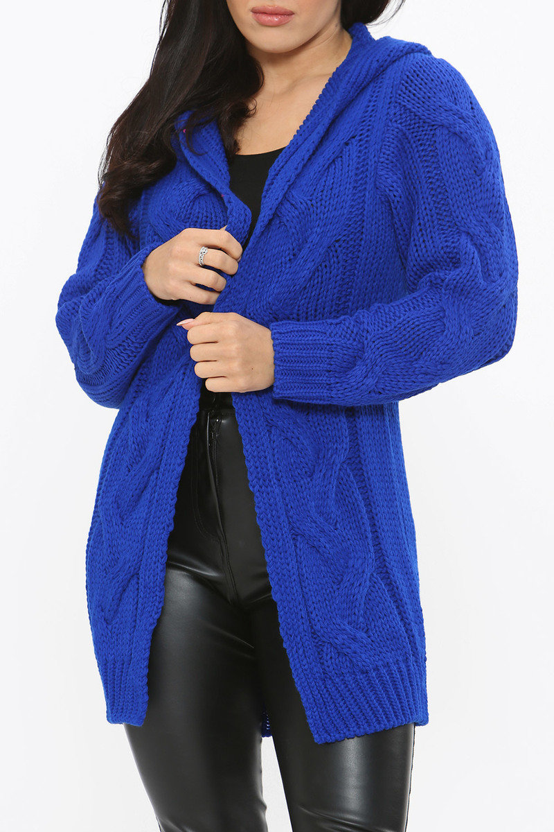 Lexi Cable Knit Long Line Hooded Cardigan