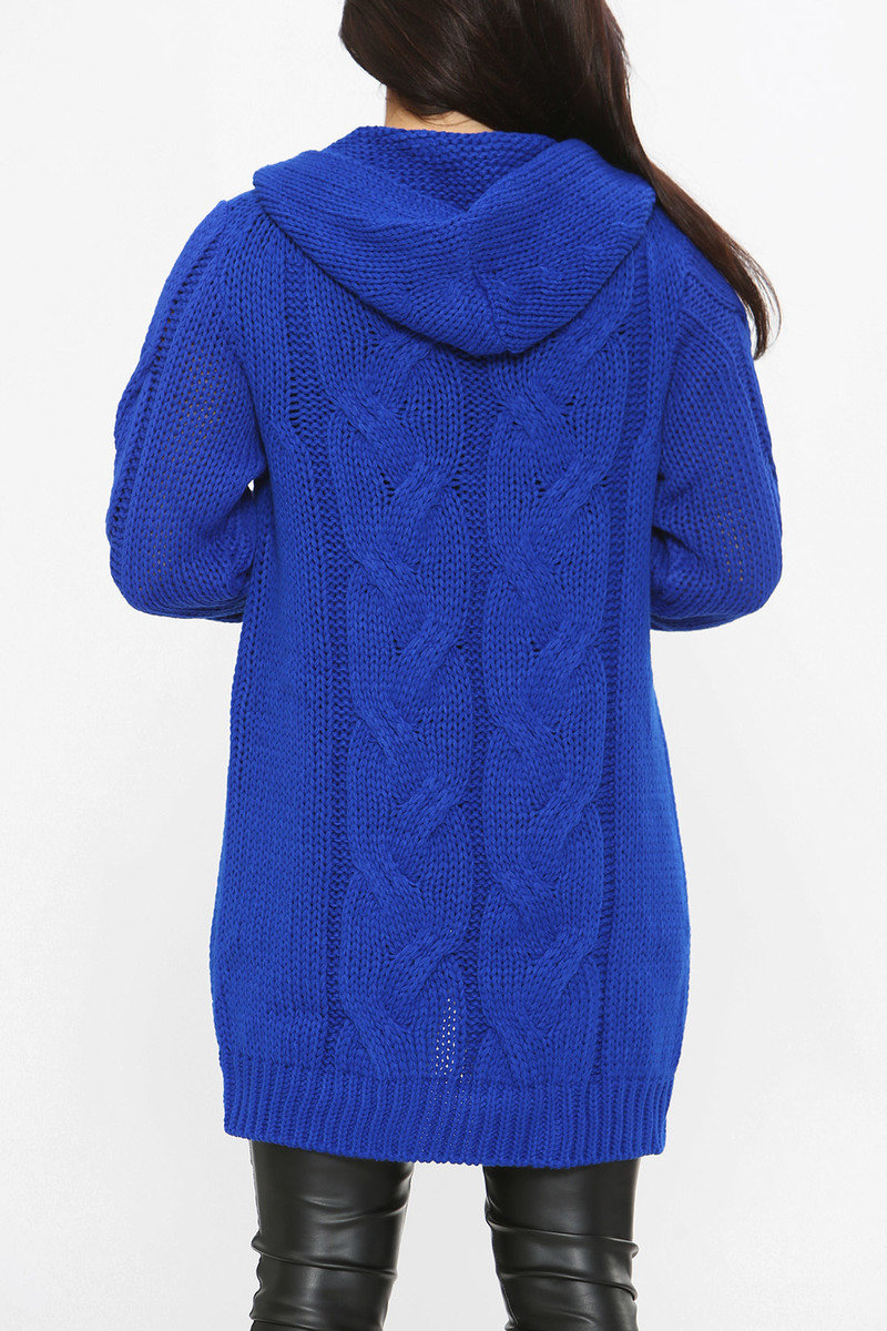 Lexi Cable Knit Long Line Hooded Cardigan Thumbnail