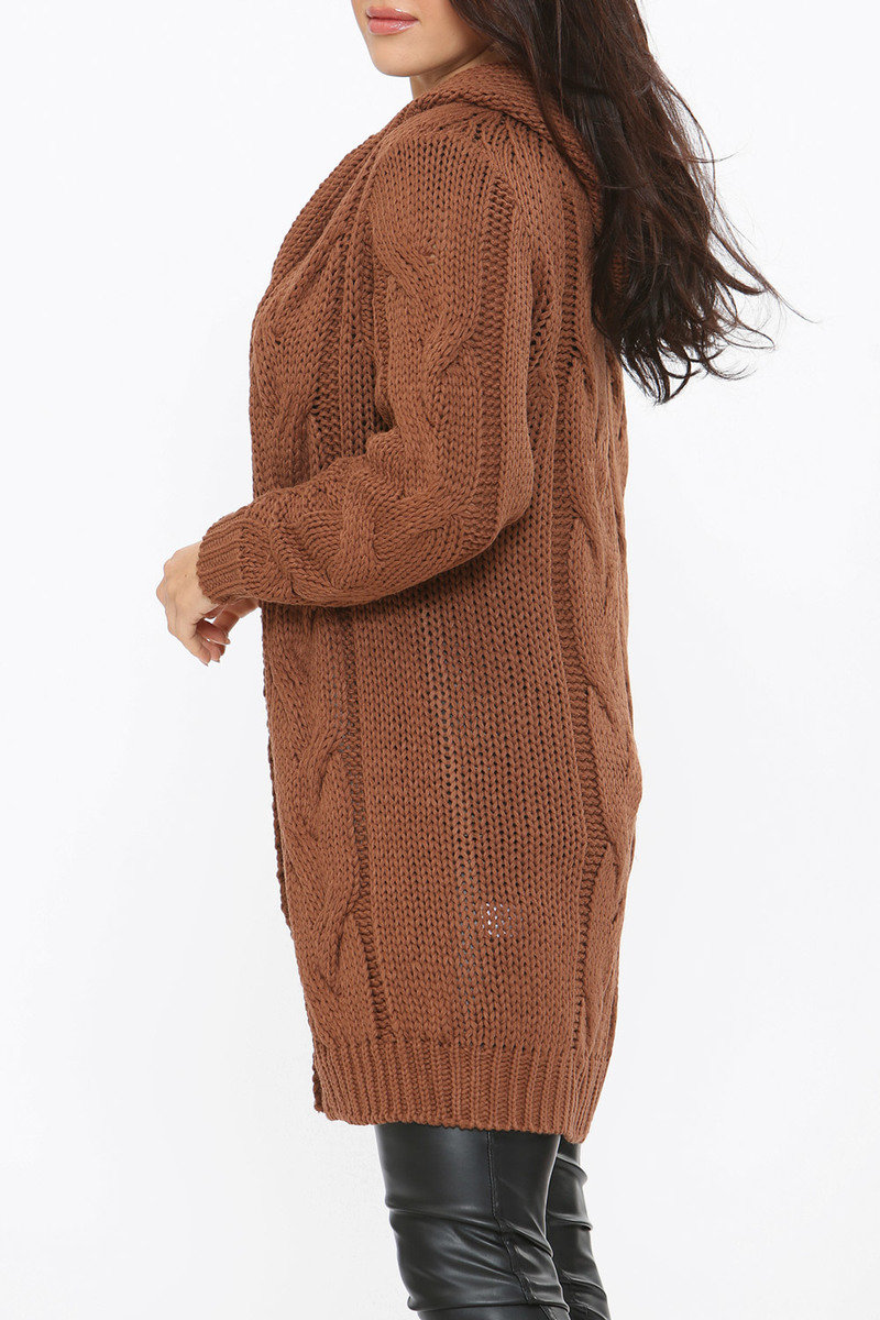 Lexi Cable Knit Long Line Hooded Cardigan Thumbnail Lexi Cable Knit Long Line Hooded Cardigan Thumbnail