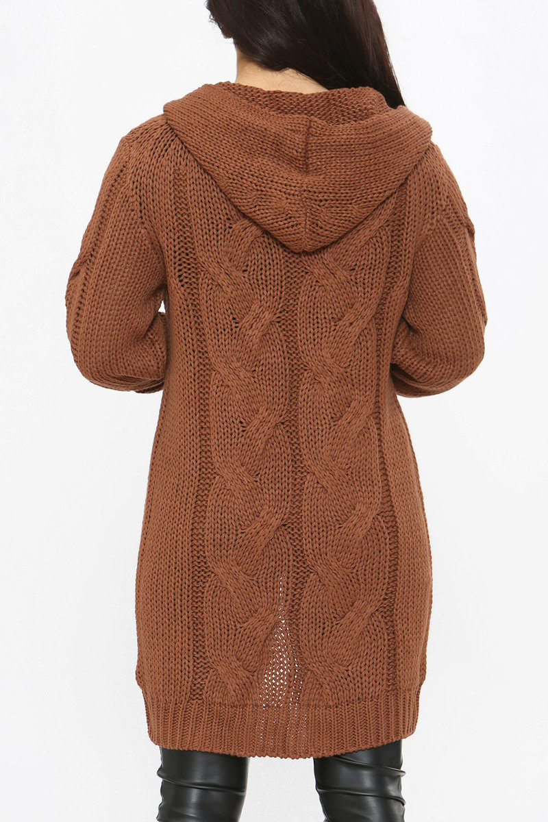 Lexi Cable Knit Long Line Hooded Cardigan Thumbnail Lexi Cable Knit Long Line Hooded Cardigan Thumbnail
