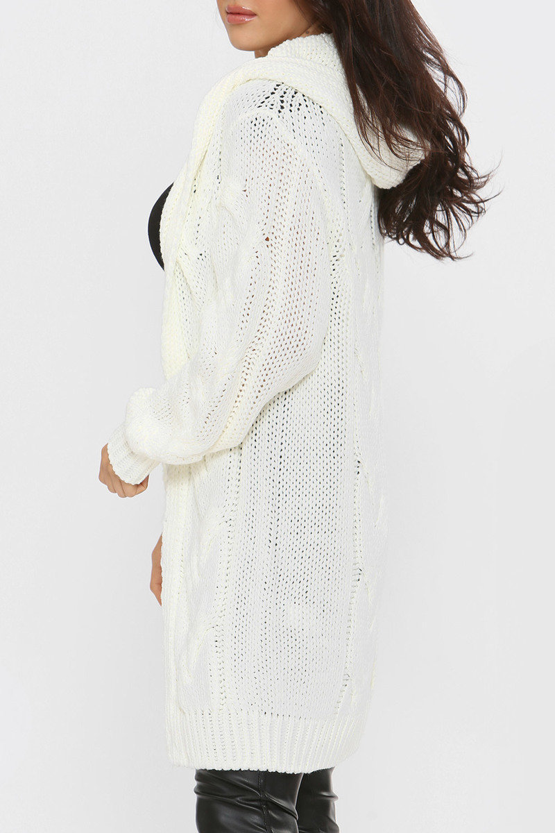 Lexi Cable Knit Long Line Hooded Cardigan Thumbnail Lexi Cable Knit Long Line Hooded Cardigan Thumbnail
