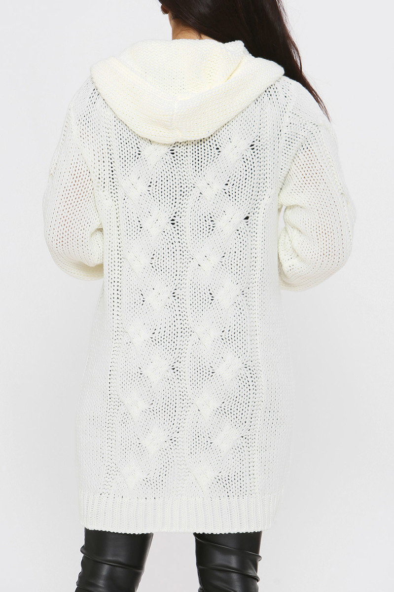 Lexi Cable Knit Long Line Hooded Cardigan Thumbnail Lexi Cable Knit Long Line Hooded Cardigan Thumbnail