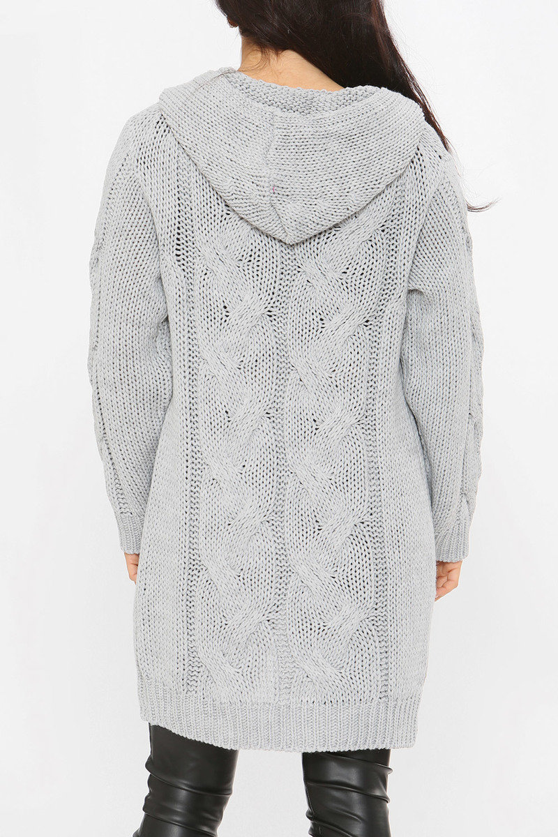 Lexi Cable Knit Long Line Hooded Cardigan Thumbnail Lexi Cable Knit Long Line Hooded Cardigan Thumbnail