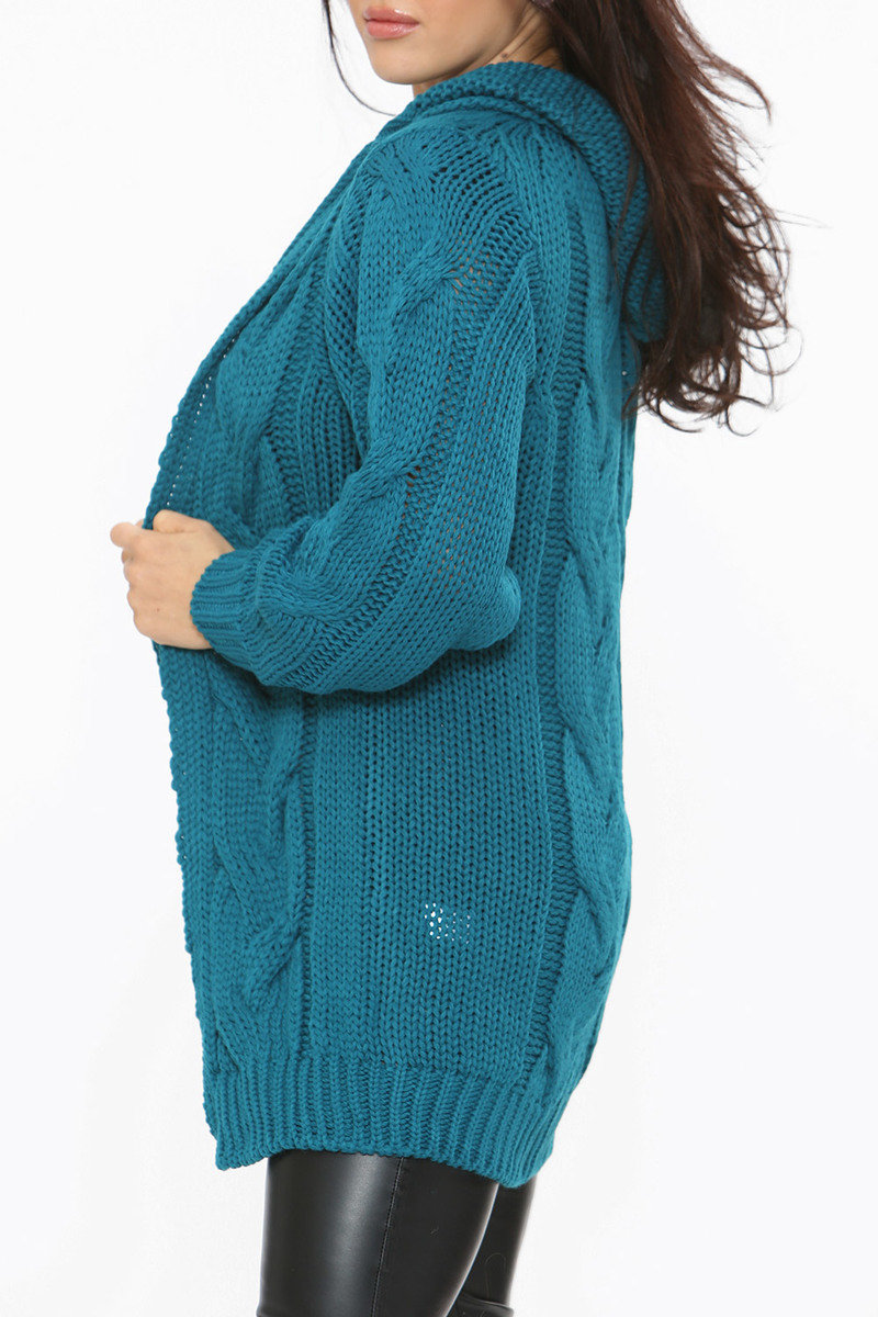 Lexi Cable Knit Long Line Hooded Cardigan Thumbnail Lexi Cable Knit Long Line Hooded Cardigan Thumbnail