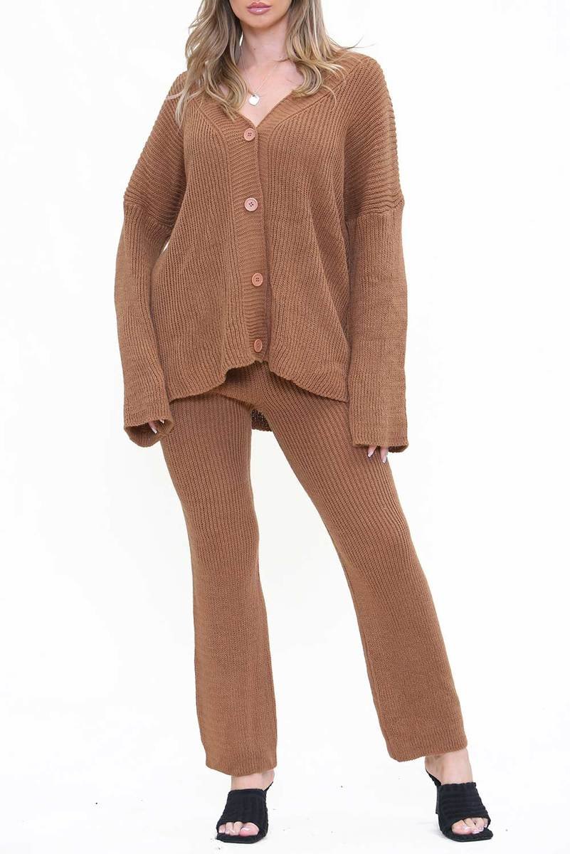 Madison Knitted Button Cardigan and Trousers Co-Ord Set Madison Knitted Button Cardigan and Trousers Co-Ord Set
