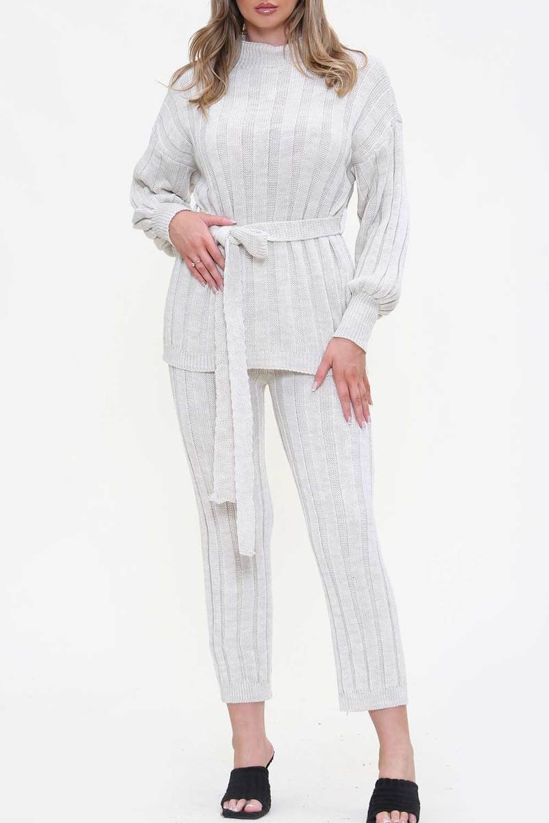 Naomi Belted Top and Trouser Knitted Co-ord Naomi Belted Top and Trouser Knitted Co-ord