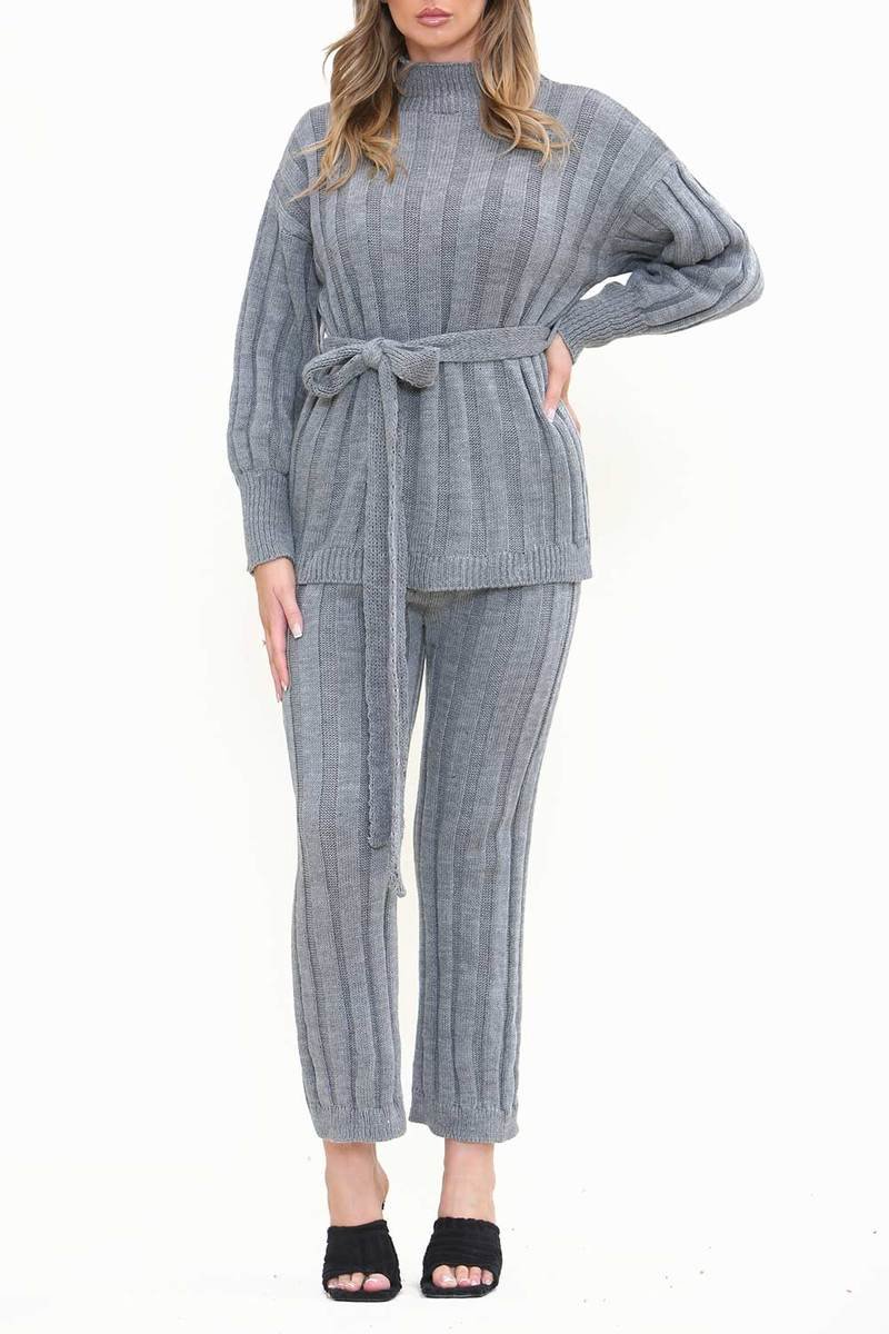 Naomi Belted Top and Trouser Knitted Co-ord Naomi Belted Top and Trouser Knitted Co-ord