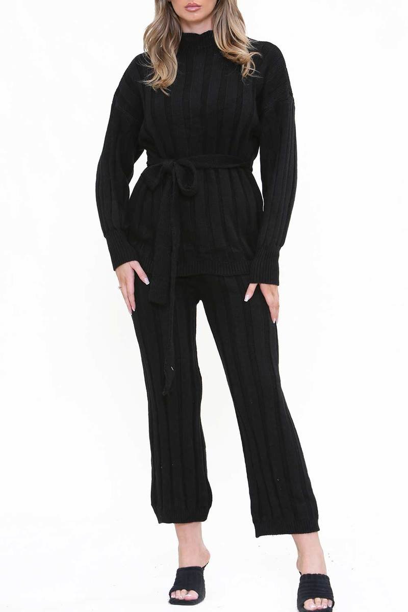 Naomi Belted Top and Trouser Knitted Co-ord Naomi Belted Top and Trouser Knitted Co-ord