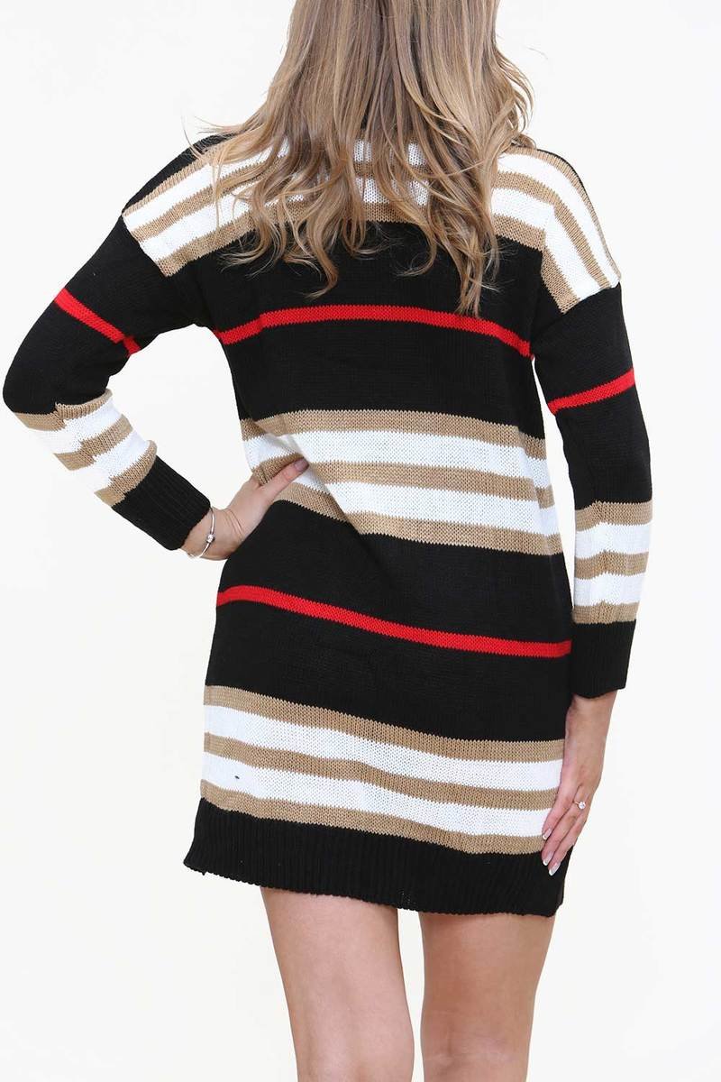 Callie Stripe Roll Neck Knitted Jumper Dress Thumbnail Callie Stripe Roll Neck Knitted Jumper Dress Thumbnail