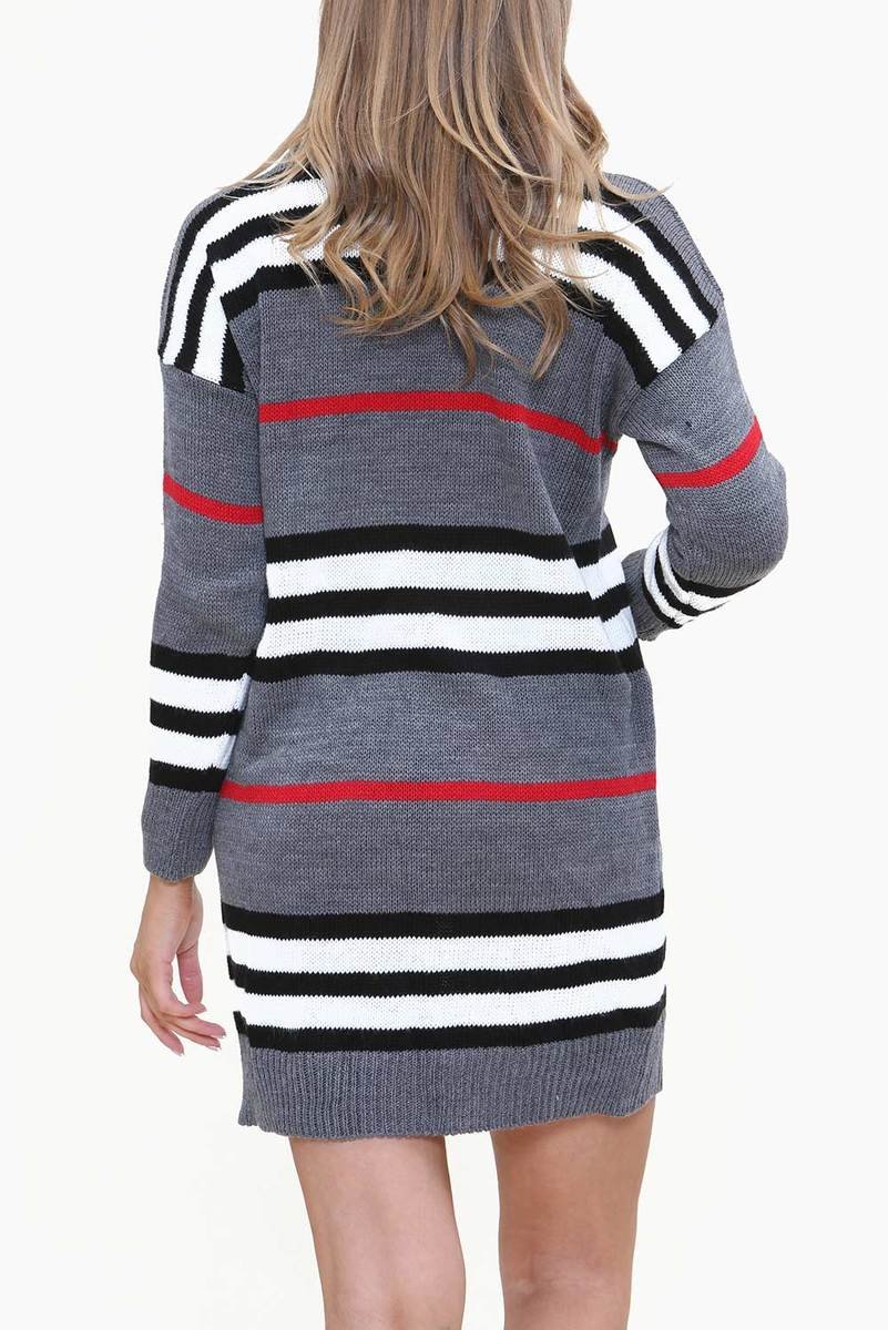 Callie Stripe Roll Neck Knitted Jumper Dress Thumbnail Callie Stripe Roll Neck Knitted Jumper Dress Thumbnail