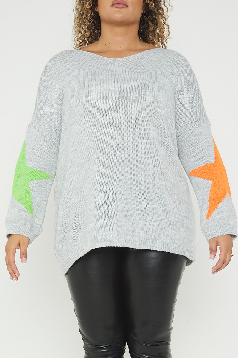Hana Star Print Round Neck Plus Size Jumper Thumbnail Hana Star Print Round Neck Plus Size Jumper Thumbnail