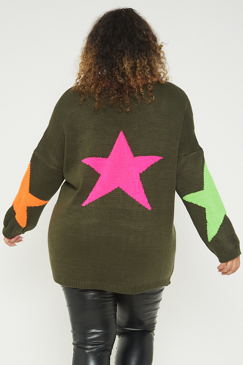 Hana Star Print Round Neck Plus Size Jumper Thumbnail Hana Star Print Round Neck Plus Size Jumper Thumbnail