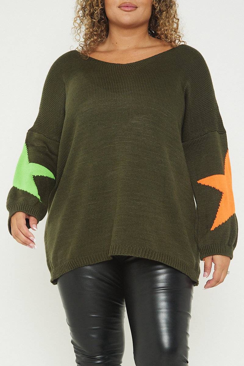 Hana Star Print Round Neck Plus Size Jumper Thumbnail Hana Star Print Round Neck Plus Size Jumper Thumbnail