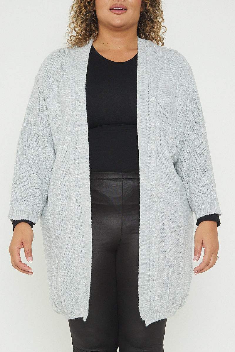 Effie Mid Length Knitted Plus Size Cardigan Thumbnail Effie Mid Length Knitted Plus Size Cardigan Thumbnail