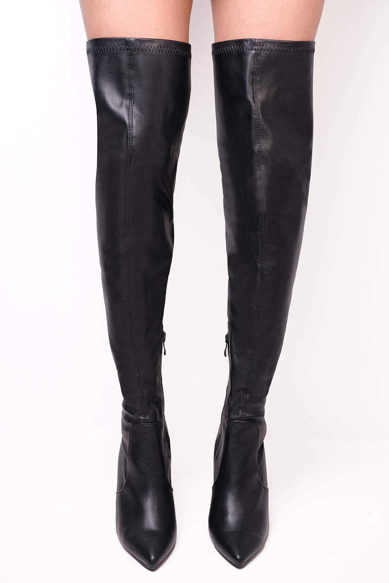 Juniper Block Heel Knee High Boots with Pointed Toe Thumbnail Juniper Block Heel Knee High Boots with Pointed Toe Thumbnail