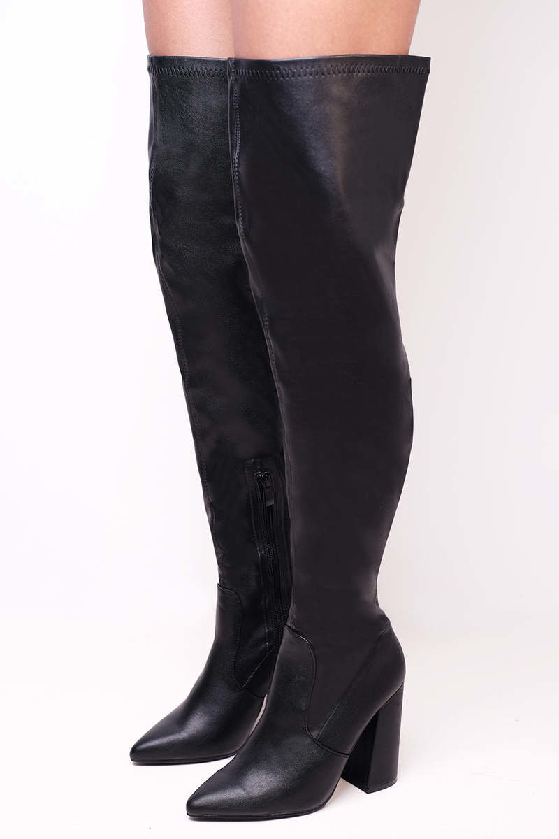 Juniper Block Heel Knee High Boots with Pointed Toe Juniper Block Heel Knee High Boots with Pointed Toe