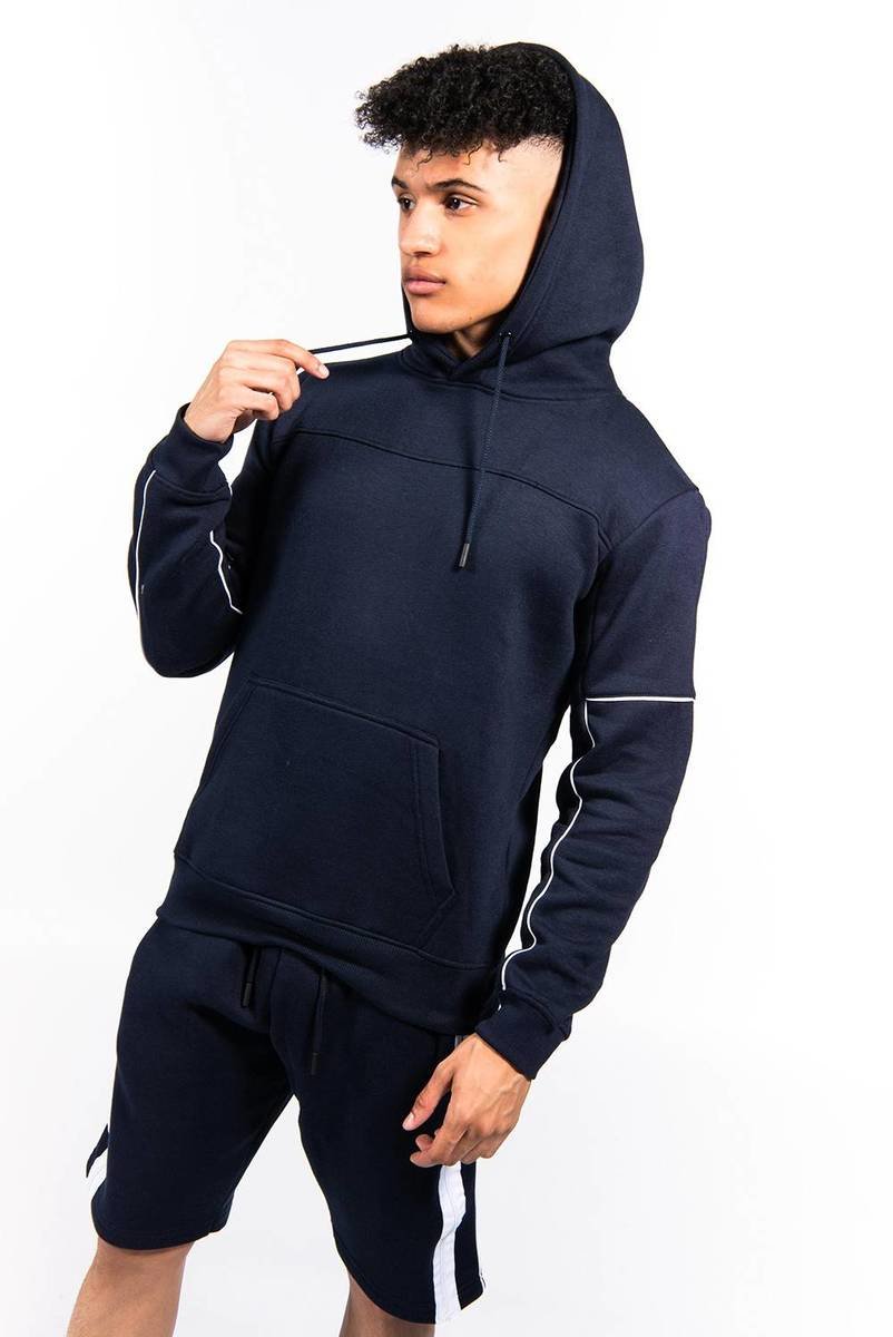 Liam Contrast Zip Piped Hoodie And Short Set Thumbnail Liam Contrast Zip Piped Hoodie And Short Set Thumbnail
