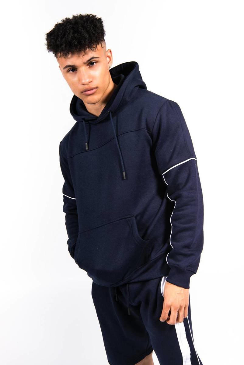 Liam Contrast Zip Piped Hoodie And Short Set Thumbnail Liam Contrast Zip Piped Hoodie And Short Set Thumbnail