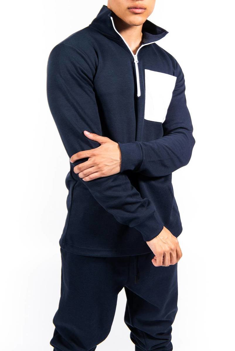 Elliot Half Zip Contrast Pockets Skinny Fit Tracksuit Thumbnail Elliot Half Zip Contrast Pockets Skinny Fit Tracksuit Thumbnail