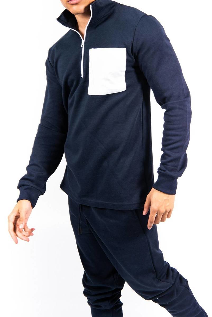 Elliot Half Zip Contrast Pockets Skinny Fit Tracksuit Thumbnail Elliot Half Zip Contrast Pockets Skinny Fit Tracksuit Thumbnail