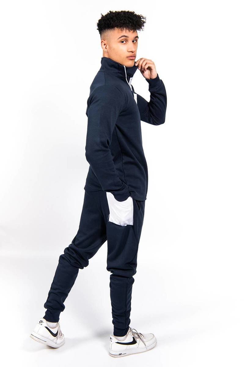 Elliot Half Zip Contrast Pockets Skinny Fit Tracksuit Thumbnail Elliot Half Zip Contrast Pockets Skinny Fit Tracksuit Thumbnail