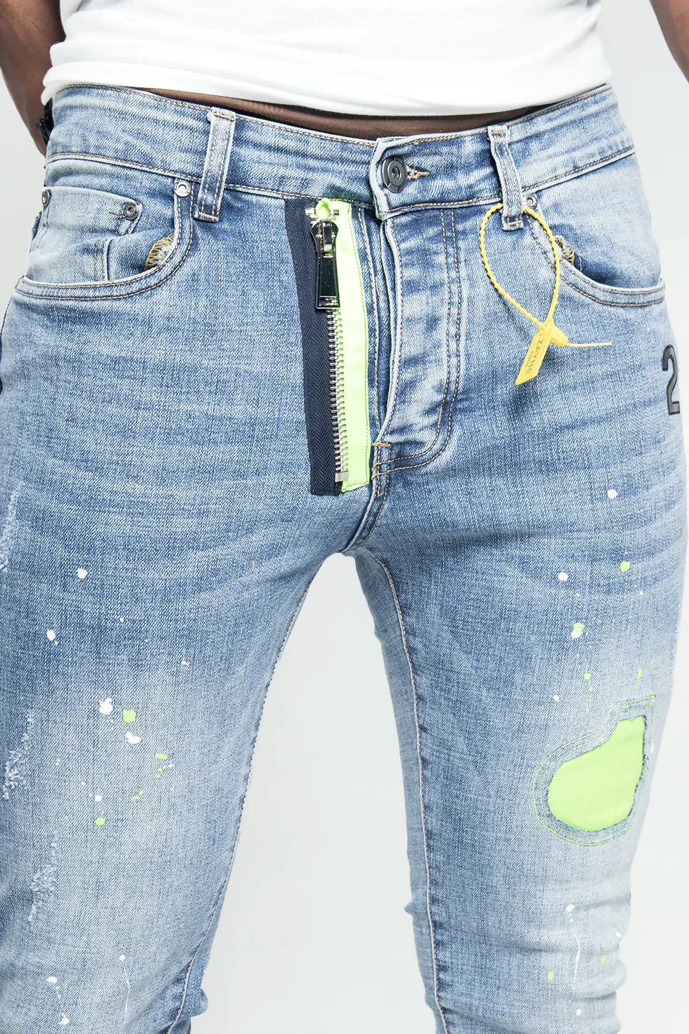 Reggie Neon Green And Blue Distressed Slim Jeans Distressed Slim Jeans Thumbnail Reggie Neon Green And Blue Distressed Slim Jeans Distressed Slim Jeans Thumbnail