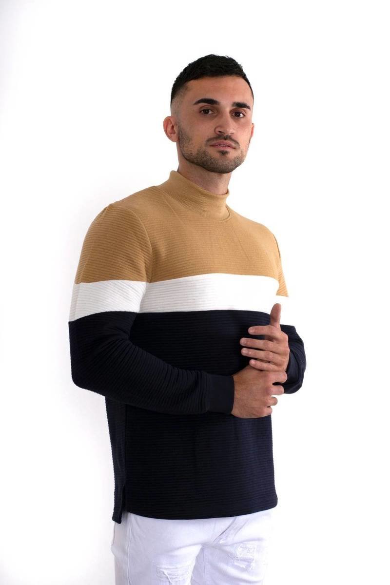 Matthew Ribbed Three-Tone Jumper Matthew Ribbed Three-Tone Jumper