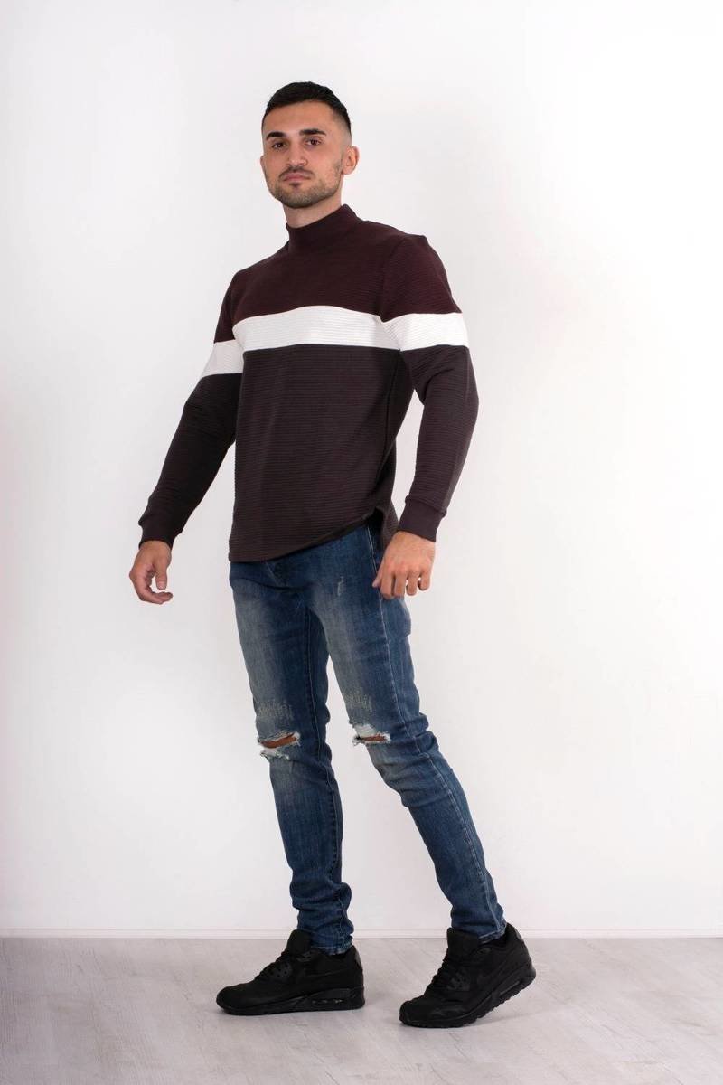 Matthew Ribbed Three-Tone Jumper Thumbnail Matthew Ribbed Three-Tone Jumper Thumbnail