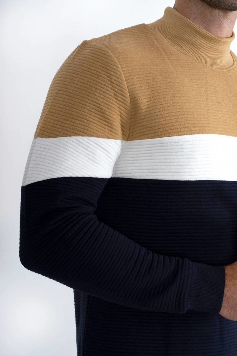 Matthew Ribbed Three-Tone Jumper Thumbnail Matthew Ribbed Three-Tone Jumper Thumbnail