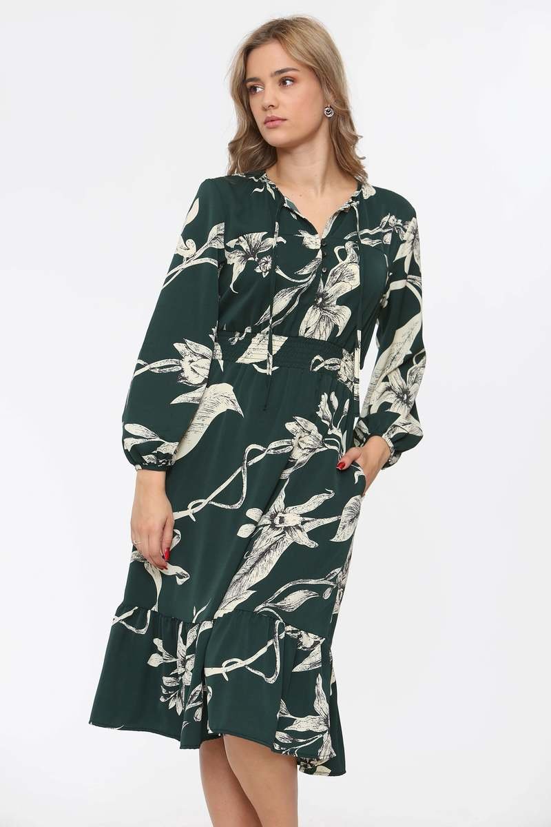 Farah Floral Print Frilled Hem Midi Dress Farah Floral Print Frilled Hem Midi Dress