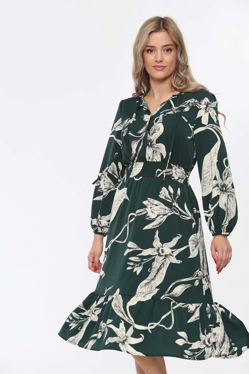Farah Floral Print Frilled Hem Midi Dress Thumbnail Farah Floral Print Frilled Hem Midi Dress Thumbnail
