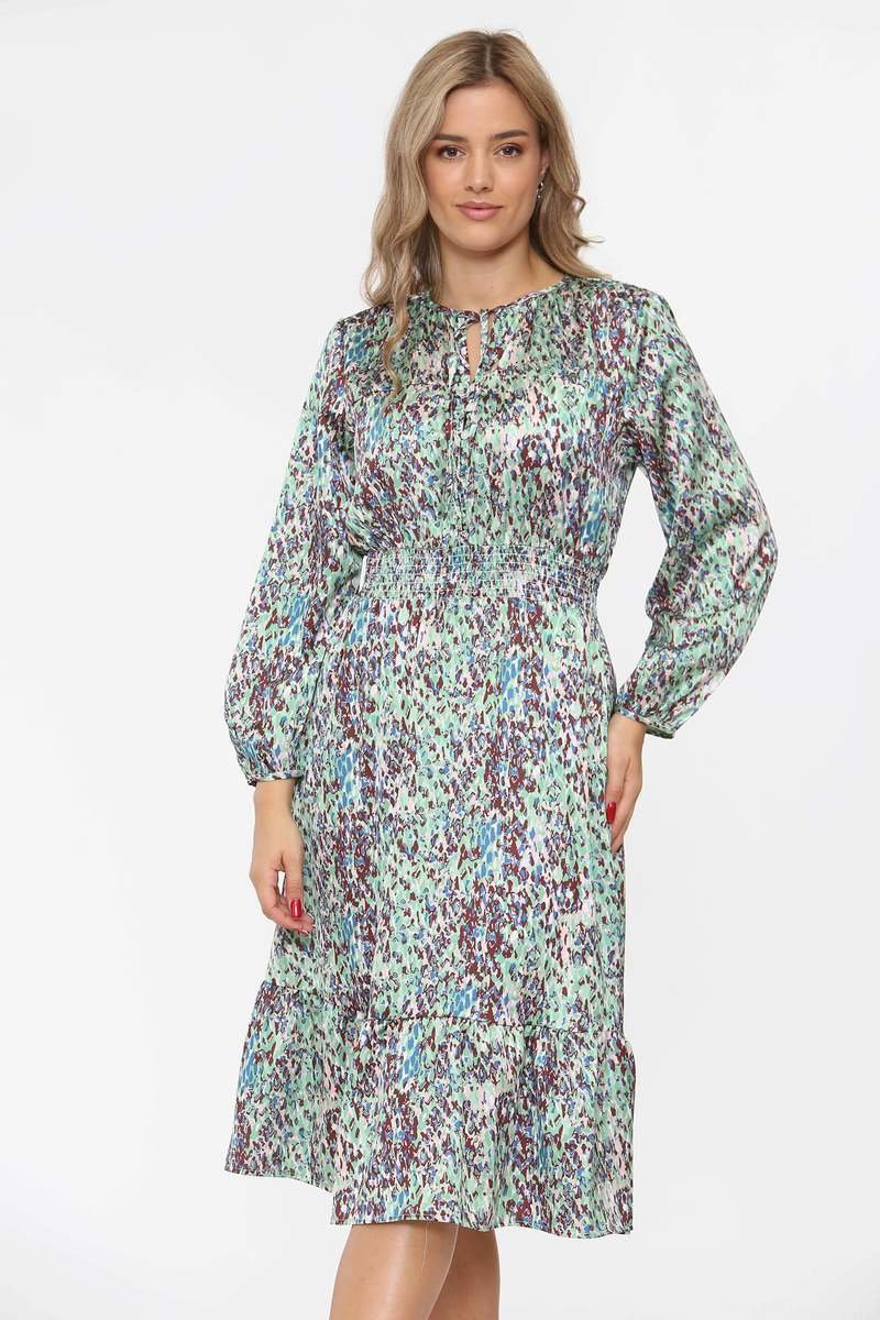 Farah Satin Printed Frilled Hem Midi Dress Farah Satin Printed Frilled Hem Midi Dress