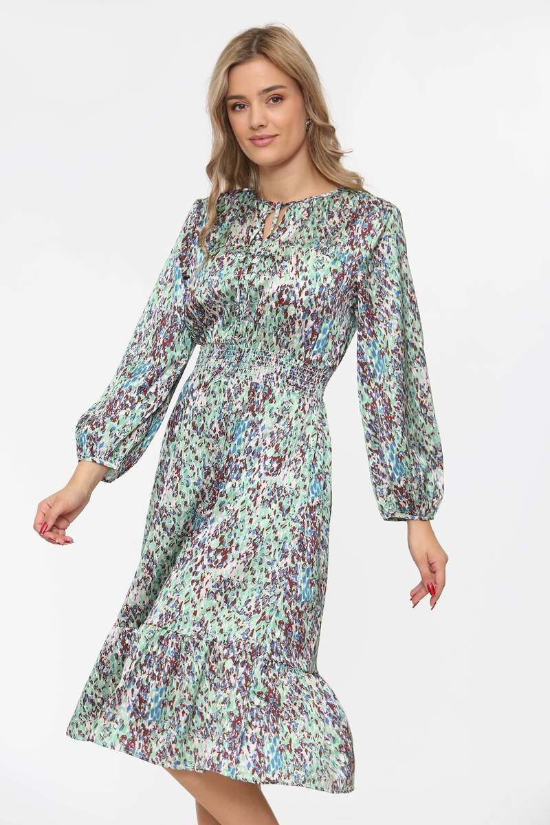 Farah Satin Printed Frilled Hem Midi Dress Thumbnail Farah Satin Printed Frilled Hem Midi Dress Thumbnail