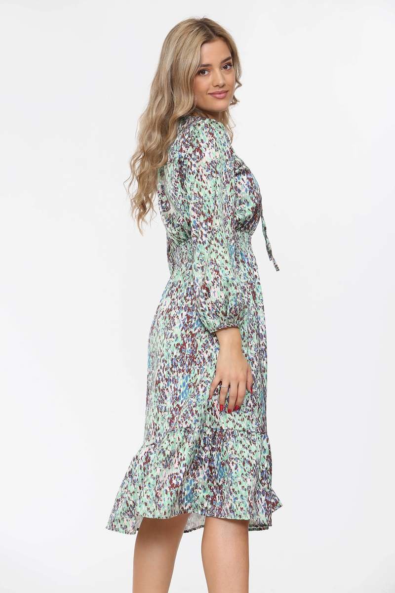 Farah Satin Printed Frilled Hem Midi Dress Thumbnail Farah Satin Printed Frilled Hem Midi Dress Thumbnail