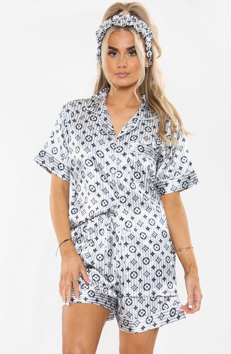 Maddison Stripe Printed Pyjama Sets with Headband Sets Thumbnail Maddison Stripe Printed Pyjama Sets with Headband Sets Thumbnail