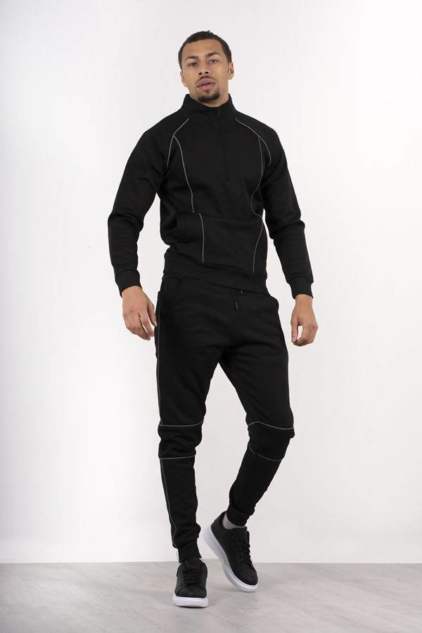 Axel Skinny Fit Pullover Tracksuit With Reflective Piping Thumbnail Axel Skinny Fit Pullover Tracksuit With Reflective Piping Thumbnail