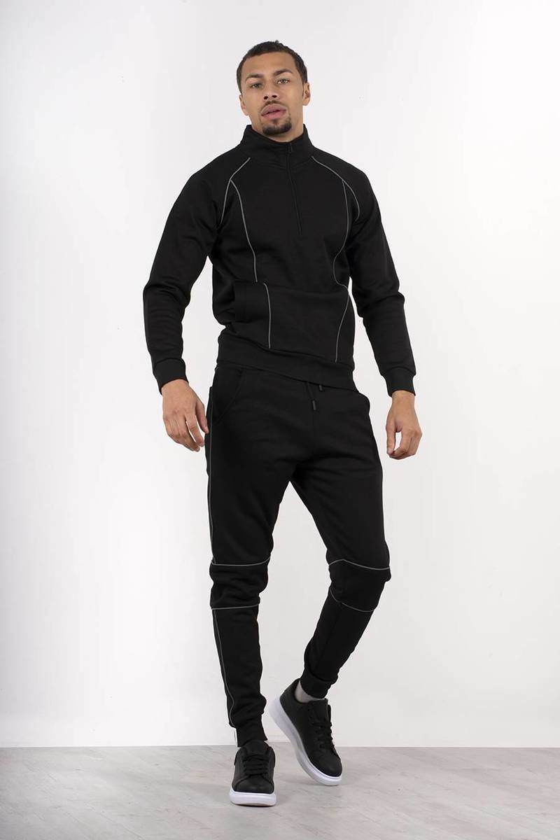 Axel Skinny Fit Pullover Tracksuit With Reflective Piping Thumbnail Axel Skinny Fit Pullover Tracksuit With Reflective Piping Thumbnail