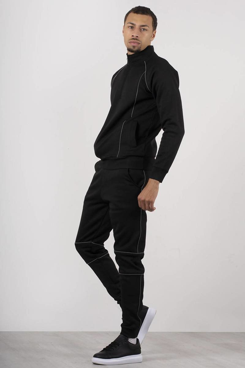 Axel Skinny Fit Pullover Tracksuit With Reflective Piping Thumbnail Axel Skinny Fit Pullover Tracksuit With Reflective Piping Thumbnail