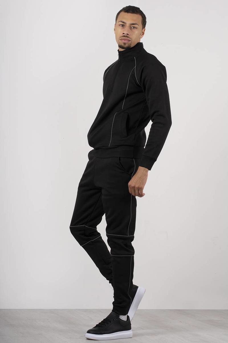 Axel Skinny Fit Pullover Tracksuit With Reflective Piping Thumbnail Axel Skinny Fit Pullover Tracksuit With Reflective Piping Thumbnail
