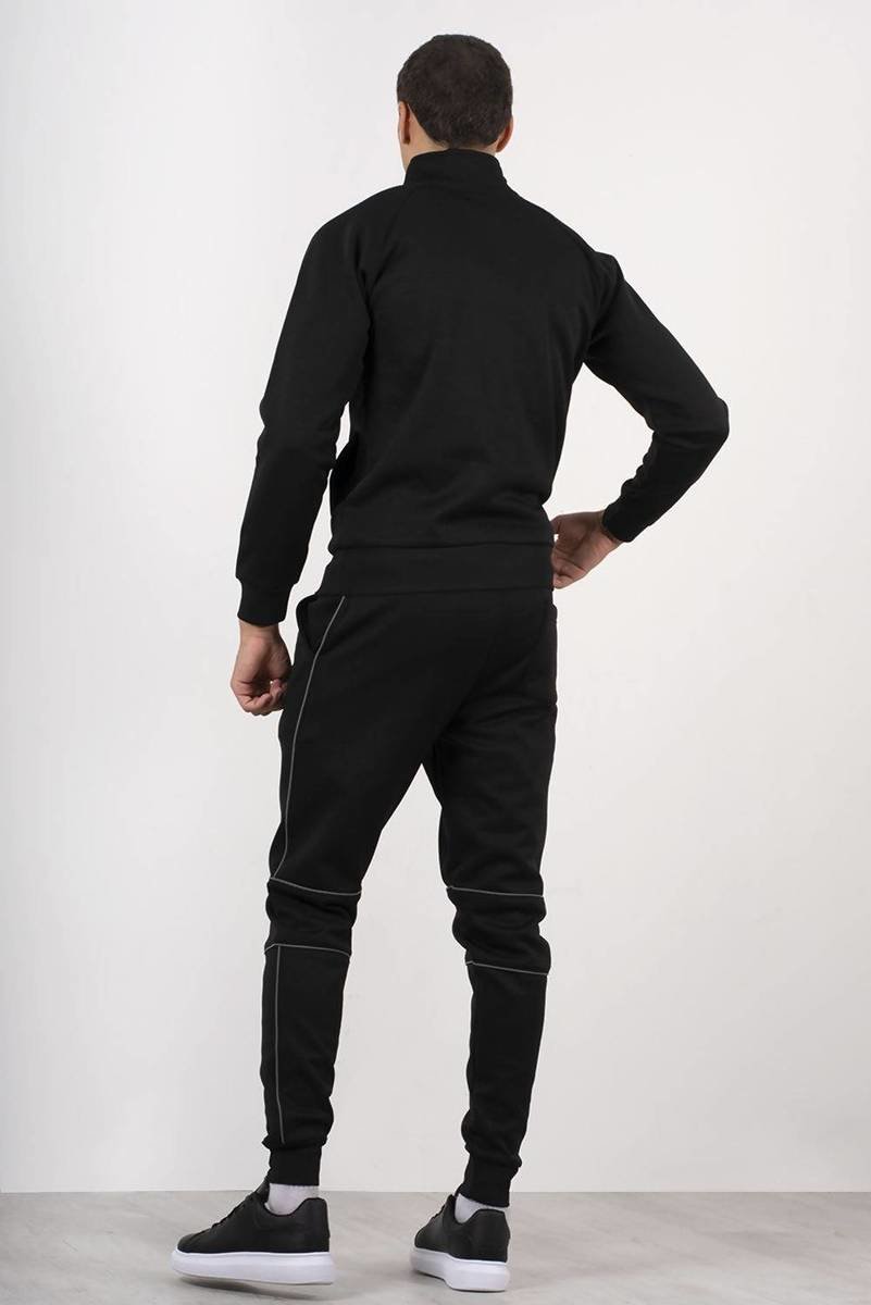 Axel Skinny Fit Pullover Tracksuit With Reflective Piping Thumbnail Axel Skinny Fit Pullover Tracksuit With Reflective Piping Thumbnail