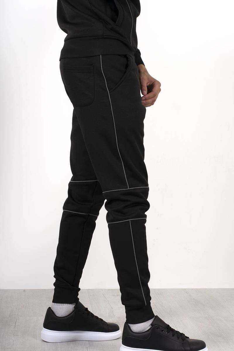Axel Skinny Fit Pullover Tracksuit With Reflective Piping Axel Skinny Fit Pullover Tracksuit With Reflective Piping